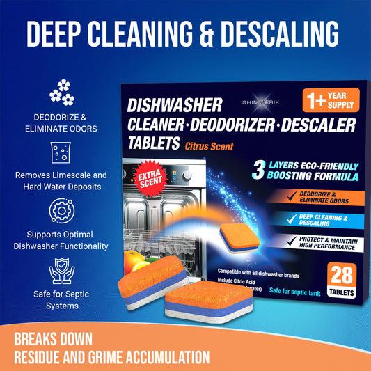 Top Load Washing Machine Cleaner Tablets 28 + Dishwasher Cleaner Tablets Citrus 28 Bundle