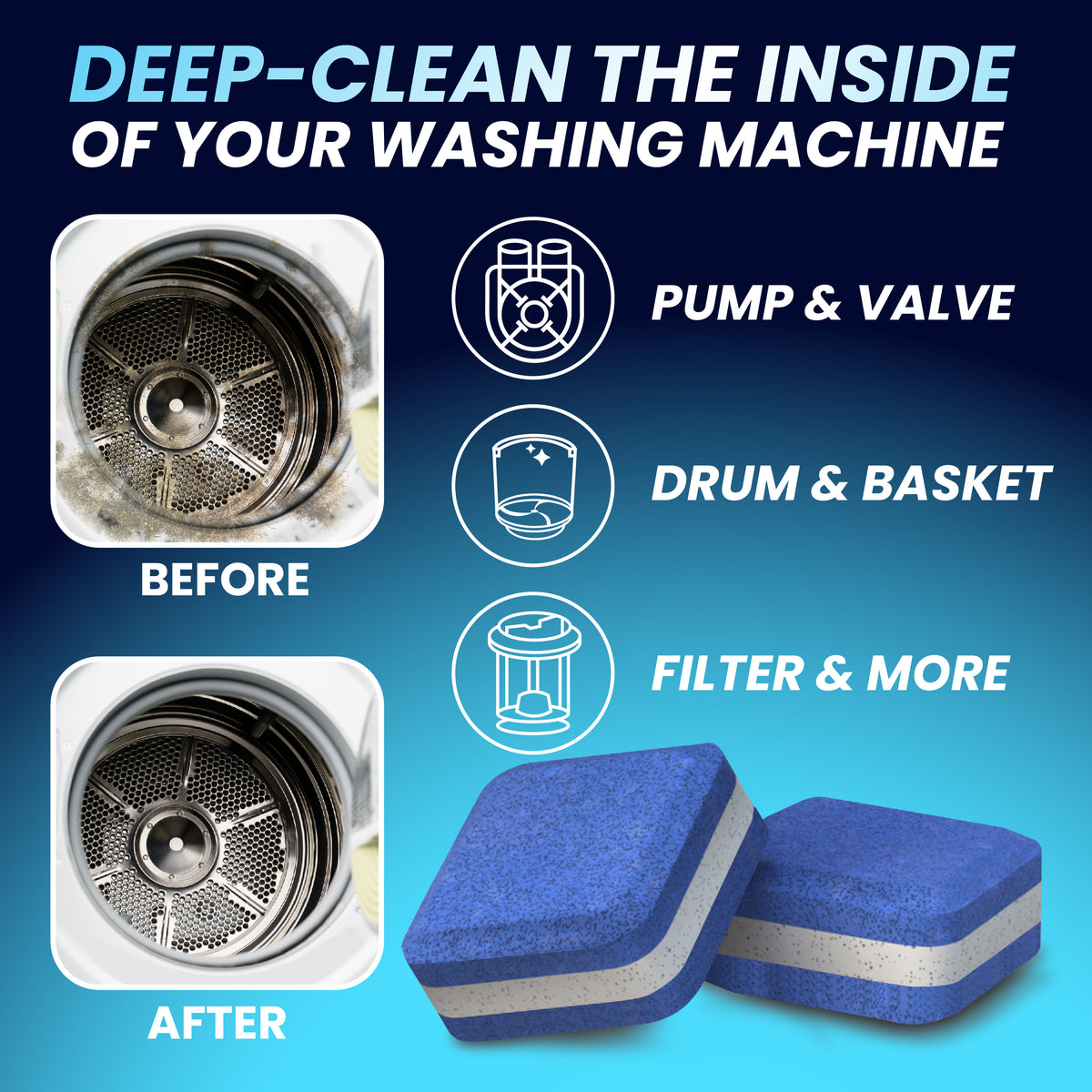 Washing Machine Cleaner Tablets for Pet Owners - 14 Tablets