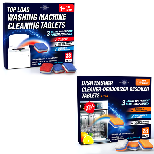 Top Load Washing Machine Cleaner Tablets 28 + Dishwasher Cleaner Tablets Citrus 28 Bundle