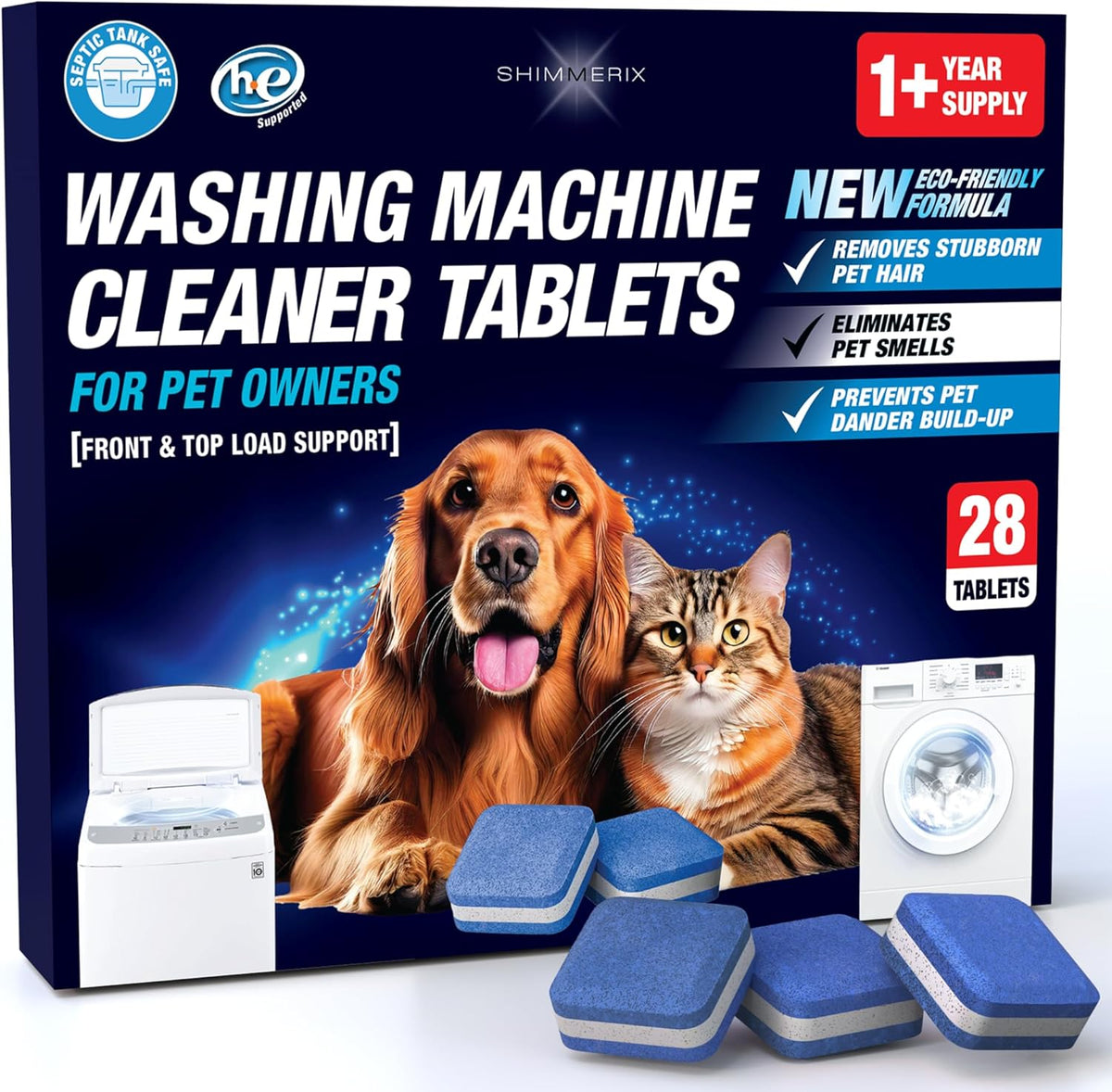 Washing Machine Cleaner Tablets for Pet Owners - 28 Tablets