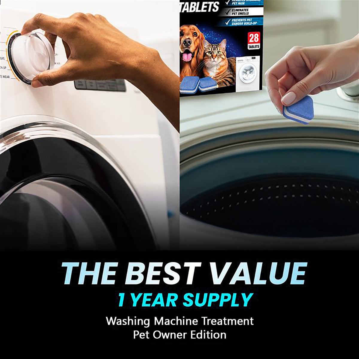 Ultra Pro 15G Washing Machine Cleaner Tablets for Pet Owners - 28 Tablets