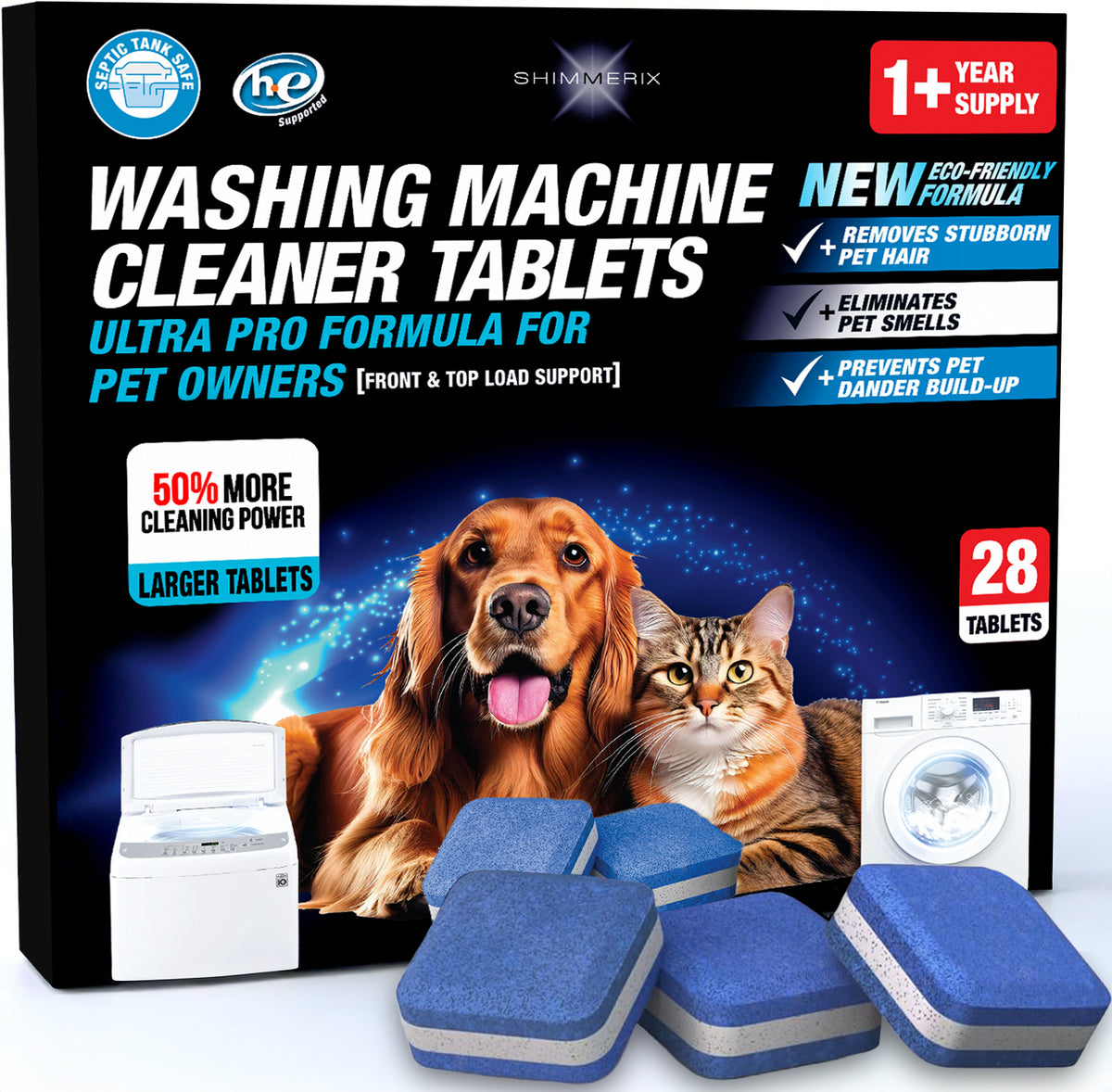 Ultra Pro 15G Washing Machine Cleaner Tablets for Pet Owners - 28 Tablets