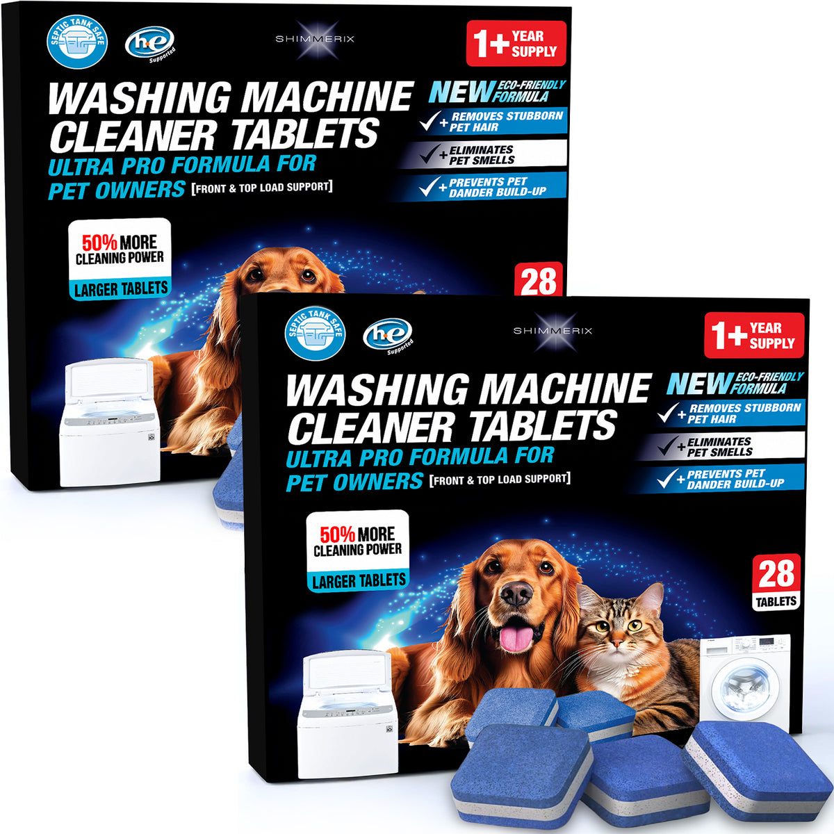 Ultra Pro 15G Washing Machine Cleaner Tablets for Pet Owners - 56 Tablets (2-Pack)