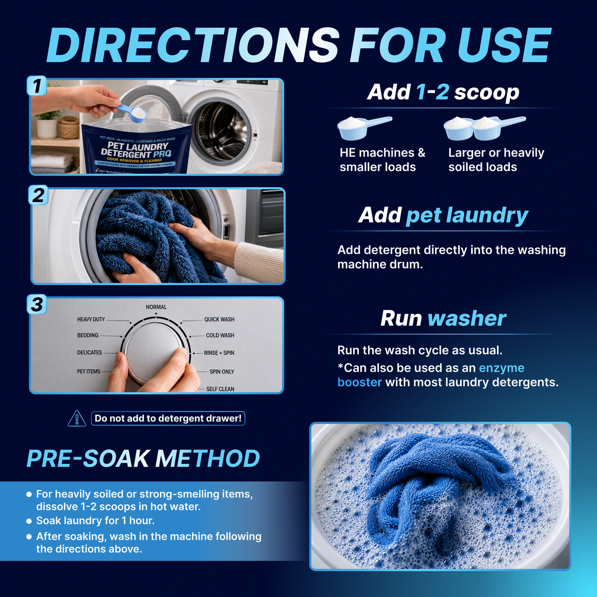 Pet Laundry Detergent Pro Enzyme Odor Remover - 70 Loads - Unscented