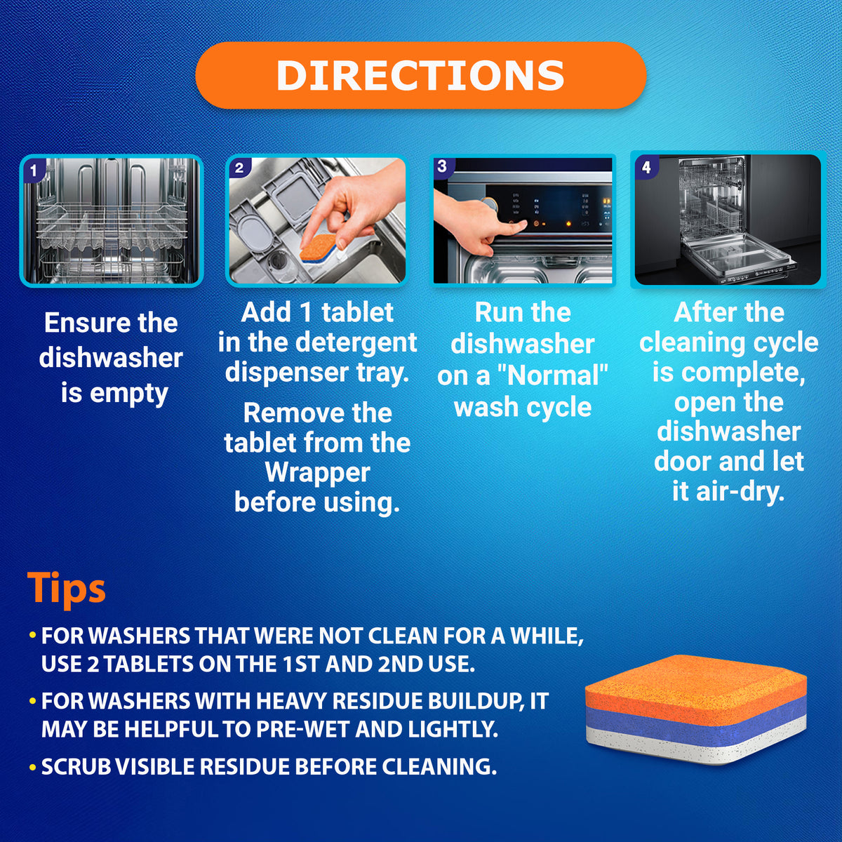 Dishwasher Cleaner Deodorizer Descaler Tablets - 28 Tabs - Citrus