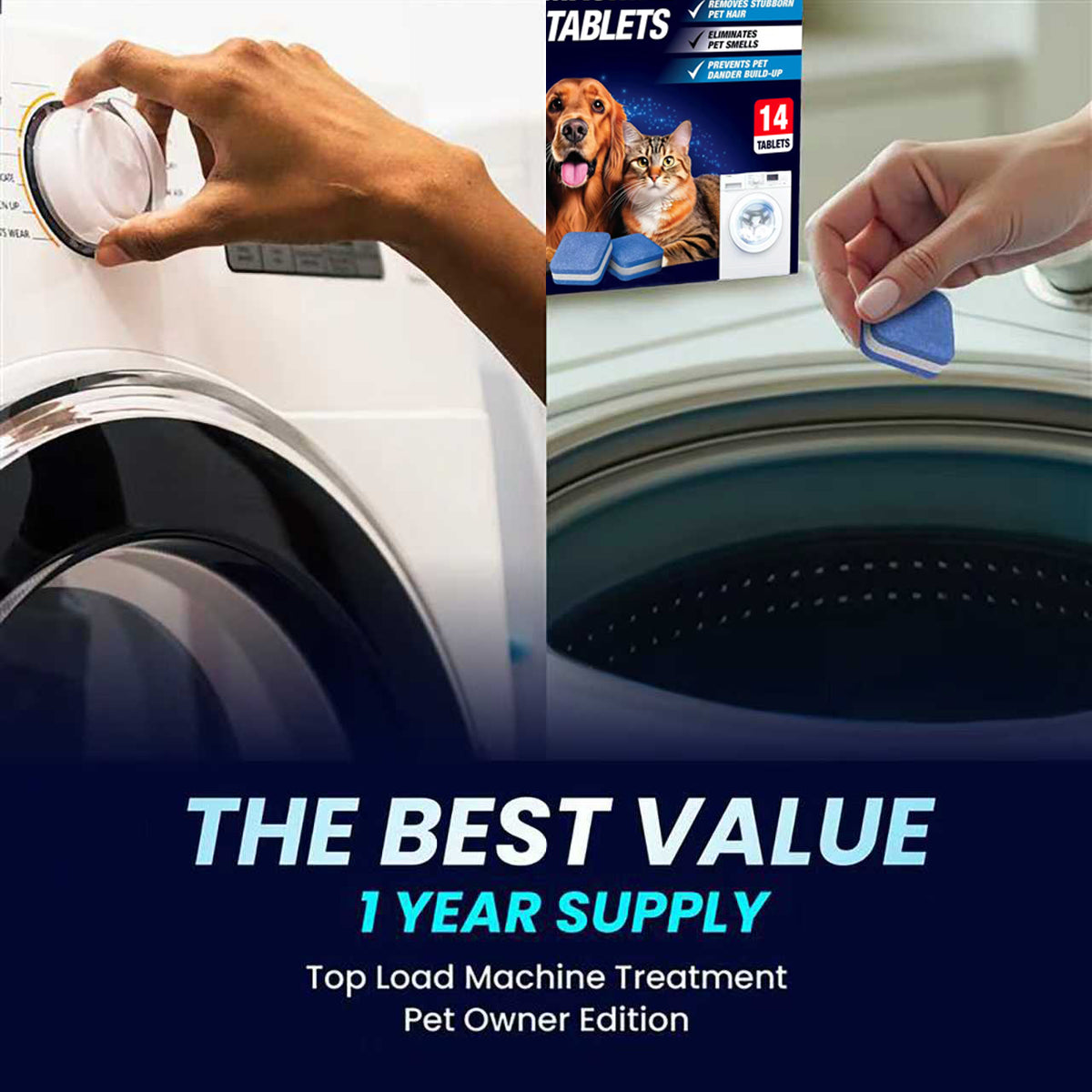 Washing Machine Cleaner Tablets for Pet Owners - 14 Tablets